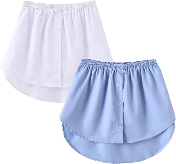 2-piece Mini Adjustable Shirt Extender Detachable Layering Half-length Underskirt with Buttons