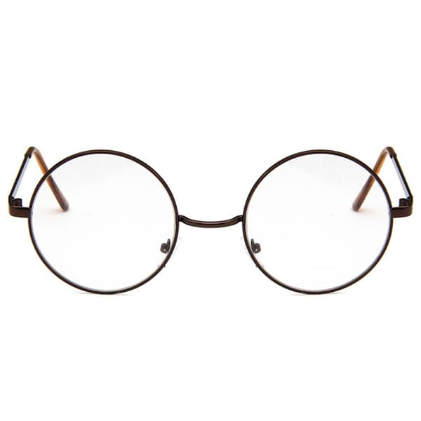 Bronze Brown Round Glasses with Clear Lenses without Strength