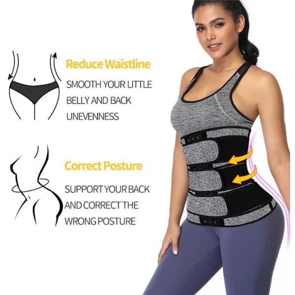 Women's Training Belt 3-Row Closure Breathable Material Sizes S-6XL Black XXL