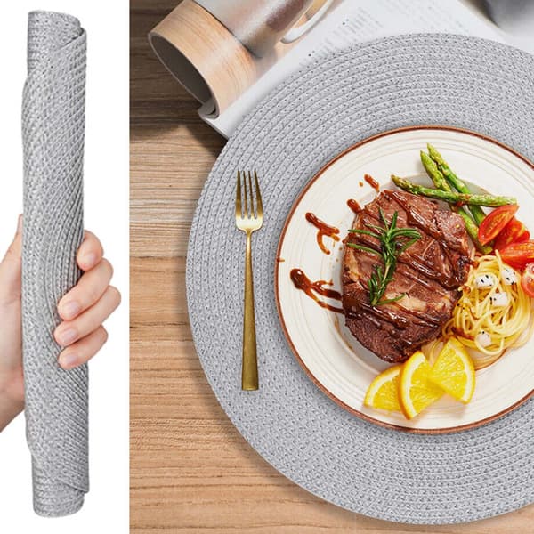 4 kpl punottuja pyöreitä pöytätabletteja harmaa 38cm harmaa gray