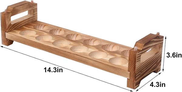 Stackable Wooden Egg Holder for Countertop, Rustic Kitchen Storage for Fresh Eggs, Shelf, Organizer, 24 Compartments, Natural Wood, Chemical-Free Coating