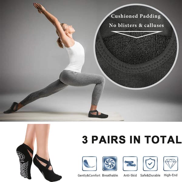 Yogastrumper til kvinder, skridsikre grebsstrømper, balletstrømper, yoga pilates ballet