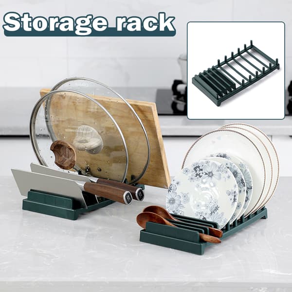 Multifunctional Dish Drying Rack with Grooves Pot Lid Dish Rack Kitchen Counter Gray Gray