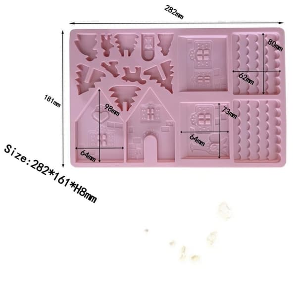 Silikoneform til julehusbyggeri – Byg dit eget honningkagehus Rosa pink