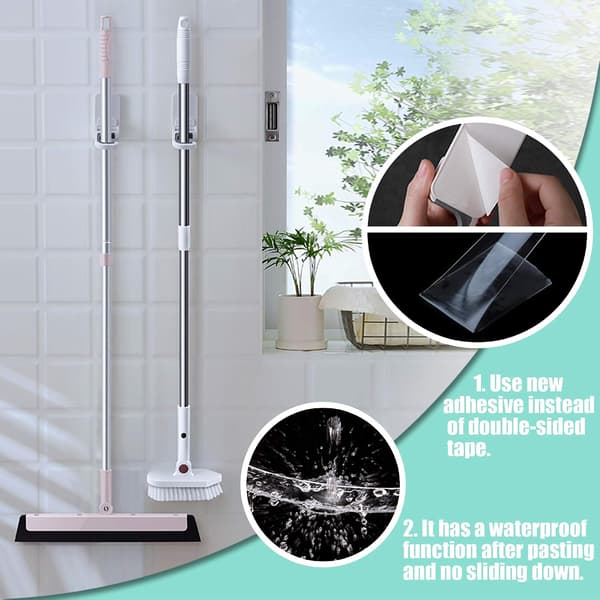 Wall-mounted Mop and Broom Holder - 4 pcs, C-shaped Self-adhesive Anti
