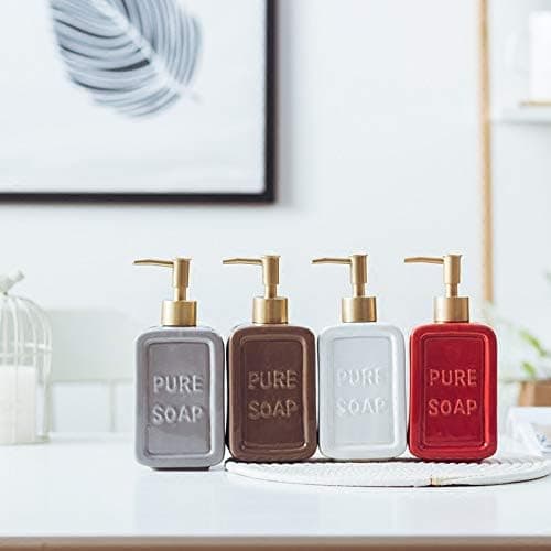 Rød keramikk retro såpedispenser flaske lotion med pumpe - Red