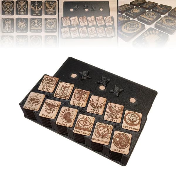 Ability Tracking Counter for Tabletop Games, Fun and Unique Wooden Ability Counters with Storage Box Blue Blue