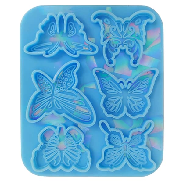 Holografisk sommerfuglehårnålsform DIY-pyntvedhæng smykkeepoxyform Blue 0.04