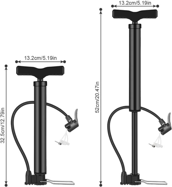 Bærbar fotpumpe med automatisk reverserende Presta & Schrader