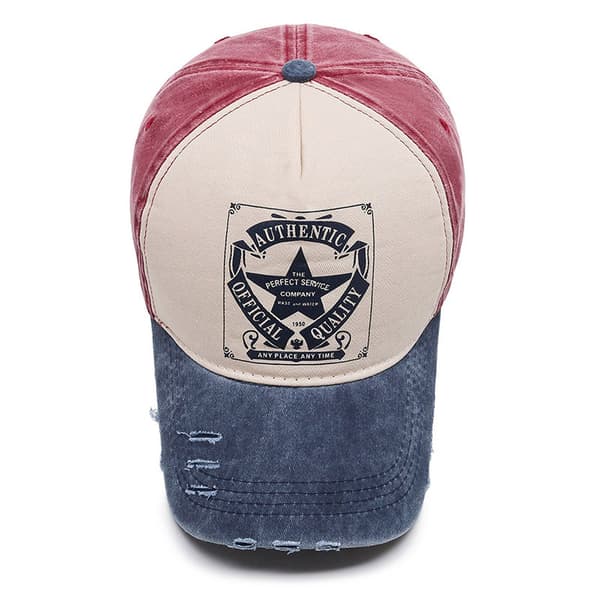 Vintage Baseballkeps Tvättad Denim Truckerkeps Mode Pentagram