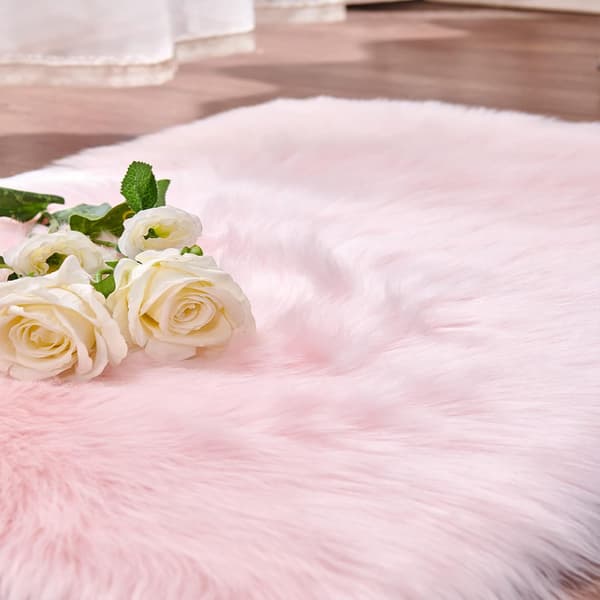 Tæppe til stue Dekorativt tæppe, sofatæppe til soveværelse, seng, sofa eller stol (Pink, 60 x 100 cm)