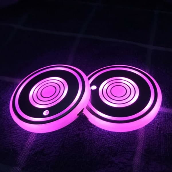 2 x LED kopholder med lysdæksel, interiørbelysning, 7 farver, biltilbehør