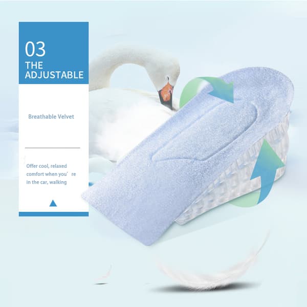 5 cm Height Increasing Insoles Breathable & Comfortable 1 Pair Grey Grå