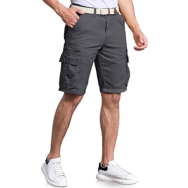 Cargo-shorts til mænd, lette bukser med flere lommer, afslappede, uden bælte