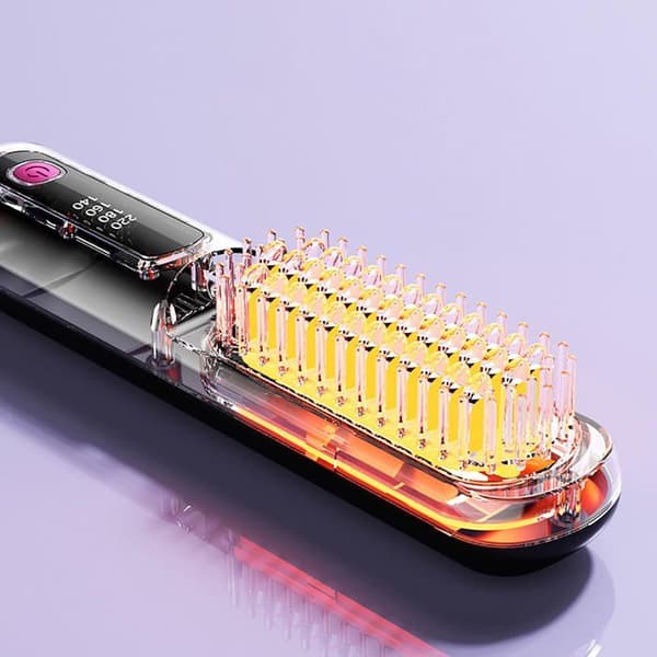 USB-opvarmet hårbørste til kort hår - 3 varmeindstillinger + LED-skærm - Let og bærbar (Sort)