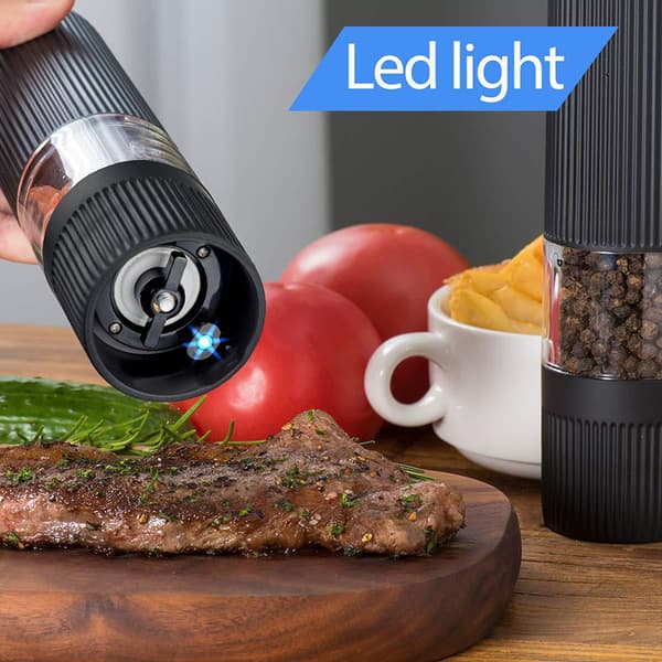 Kitchen Electric Pepper Grinder Battery Operated Salt or Pepper Automatic Mill with LED Light