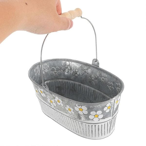 2 stk Delikat Daisy Design Jernspand Hus Blomsterbeholder Retro Blomstervase
