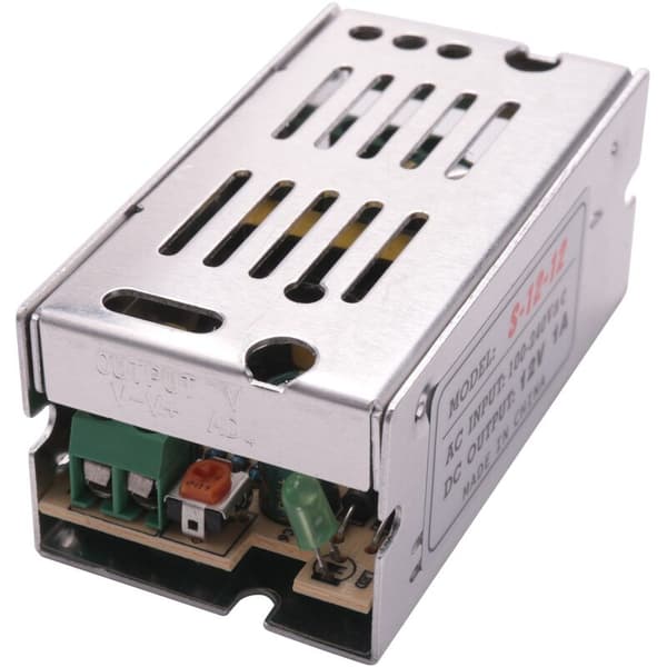 Transformator til strømforsyningsspænding fra AC 110/220V til DC 12V 1A sølv