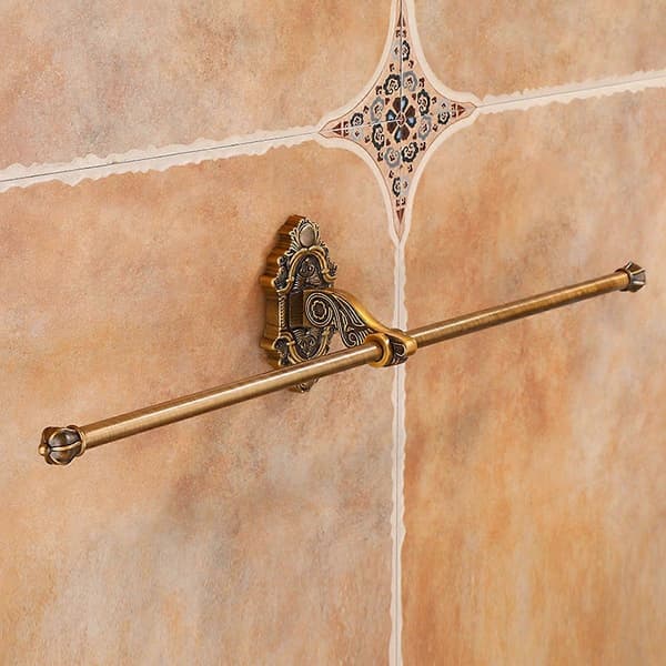 Foldable Antique Brass Towel Rack Active Bathroom Towel Holder Double Towel Shelf with Hooks Bathroom Accessories