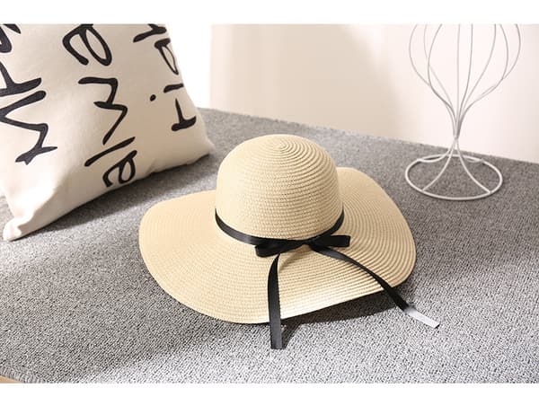 1 stk hvit feriehatt strandhatt med bred brem stråhatt dame sommer