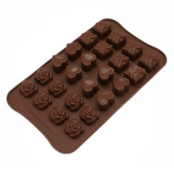 Pralinform Roser Hjerter Gaver Sjokoladeform | 24 Praliner Silikonform Brun brown