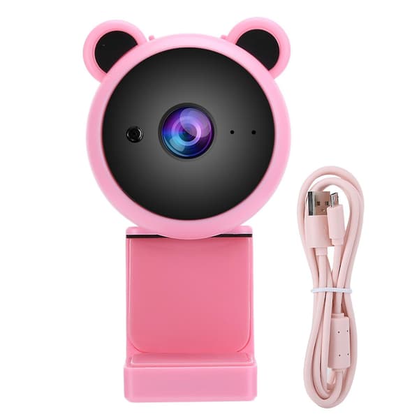 1080P HD USB Computer Camera Video Recording Digital Webcam Built-in Microphone for Live Streaming (Pink) [DB]