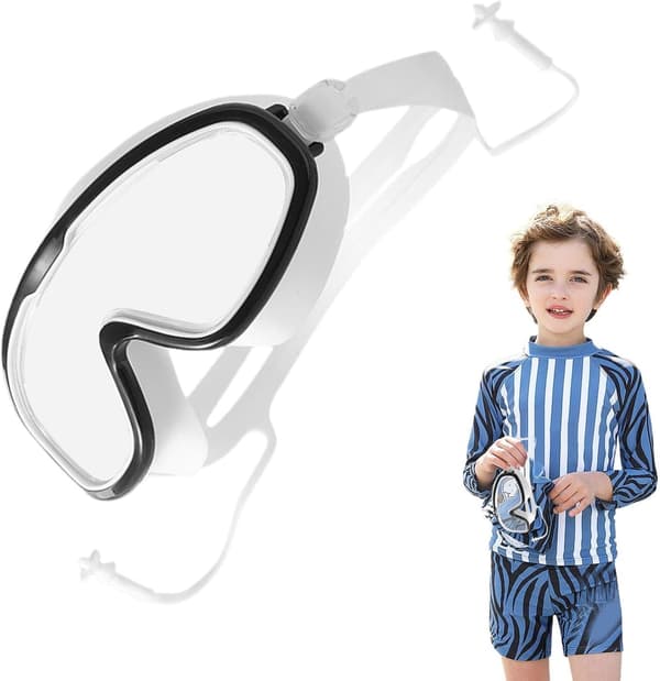 Svømmebriller til dykkerlinser af polycarbonat, dugfri, med udsigtsvindue sort/hvid - schwarz / weiß
