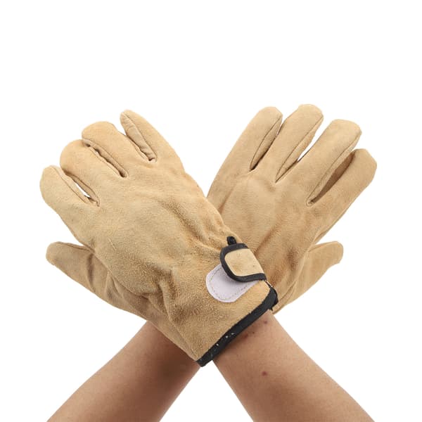 Cowhide Work Gloves Inner Polyester Outer Leather Breathable Heat Resistant Gloves for Grilling Cooking Baking