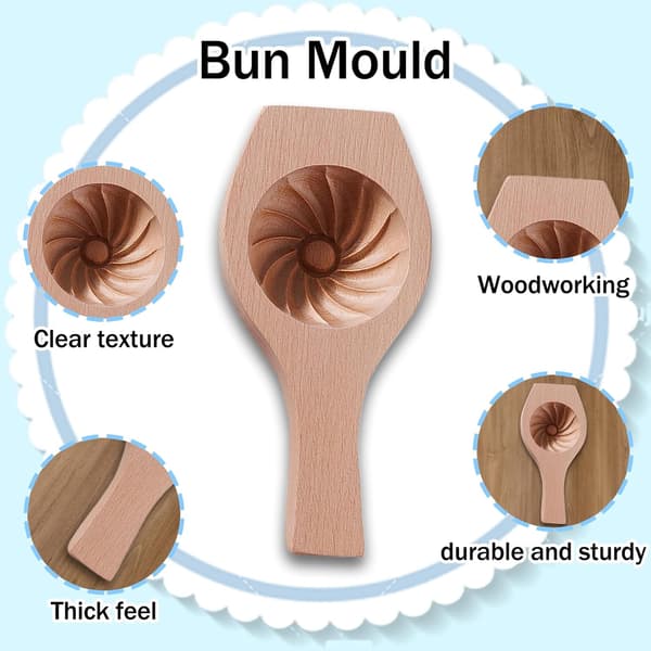 1 stk DIY Dampet Bolle Træ Månekage Blomsterform Kage Midt Efterår, DIY Dampede Bolleforme, Træ Dampbolleform, Baozi Dumplingform