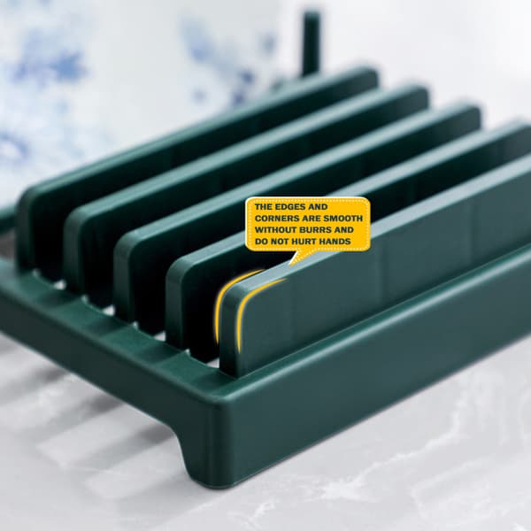 Multifunctional Dish Drying Rack with Grooves Pot Lid Dish Rack Kitchen Counter Gray Gray