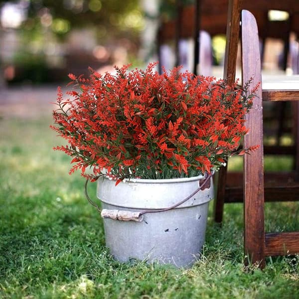 8 Buketter Konstgjorda Lavendelblommor för Utomhus UV-Resistenta S