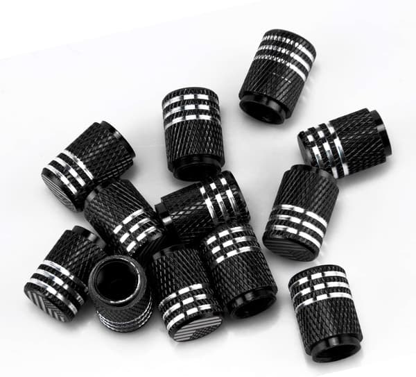 (Sort) Amerikansk Flag Ventilhat, 12 stk. Aluminiumslegering Gummi