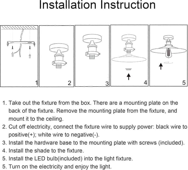 12V RV Vintage Ceiling Light (1E26 Bulb Included), 3000K 12 Volt RV Light with On/Off Switch