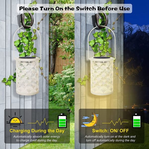 Solar Lantern for Decoration - Table Lanterns Waterproof Lamp Hanging Garden Lights with Handle Decorations
