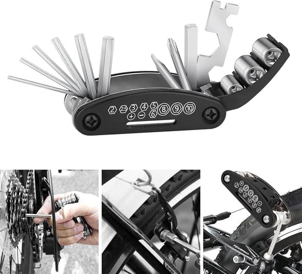 16-in-1 Bicycle Tool - Professional Bicycle Tool Kit - Portable Foldable - Multifunctional Bicycle Repair Kit - Bicycle Equipment Tool ...