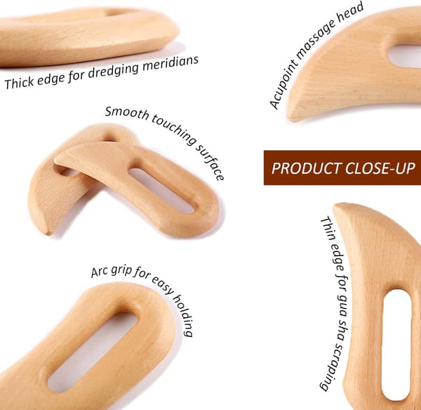 Wood Tool for Lymphatic Drainage Massage, Handheld Gua Sha Scraping