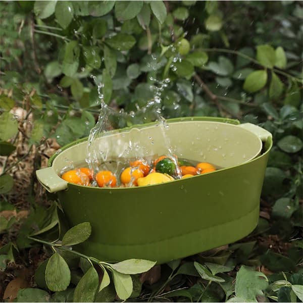 Plastic Colander Set, Green Large, Double Layer Detachable, Increased Deepened Capacity for Kitchen