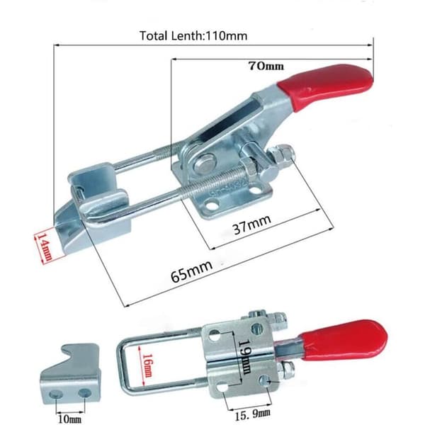 Toggle Clamp Metal Clamp Fix Latch Clamp Latches, with Adjustable Buckle for Cabinet, Door, Drawer, Case without Lock or Broken Handle Super Gadget, Pa