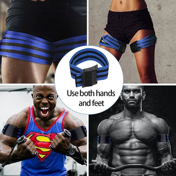Blood Flow Restriction Bands, Arms and Legs and Glute Training, Occlusion Training Bands - 2-pack Blue blue