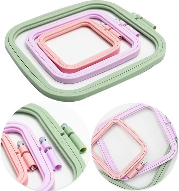 3-pack rektangulära ABS-broderiringar för korsstygn, praktiska