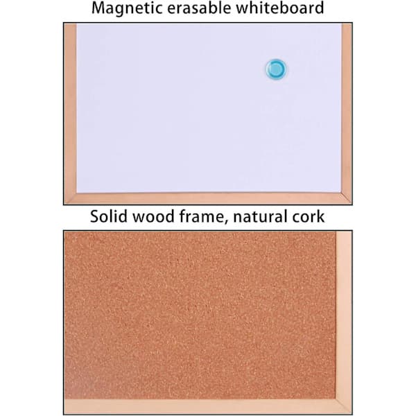 KXJ-Whiteboard with Whiteboard and Cork Board, 30x40 cm Combination Whiteboard Cork Board for Office Home Decor