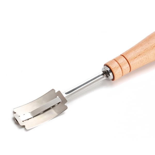Sourdough Scoring Tool with Leather Case, Stainless Steel Bread Lame for Artisan Bread Baking, Ergonomic Bread Scorer with Wooden Handle