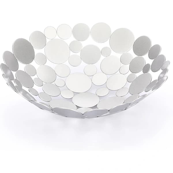 NA/Silver-colored round iron fruit bowl, modern fruit basket, bread basket, decorative bowl for bread, fruit, vegetables