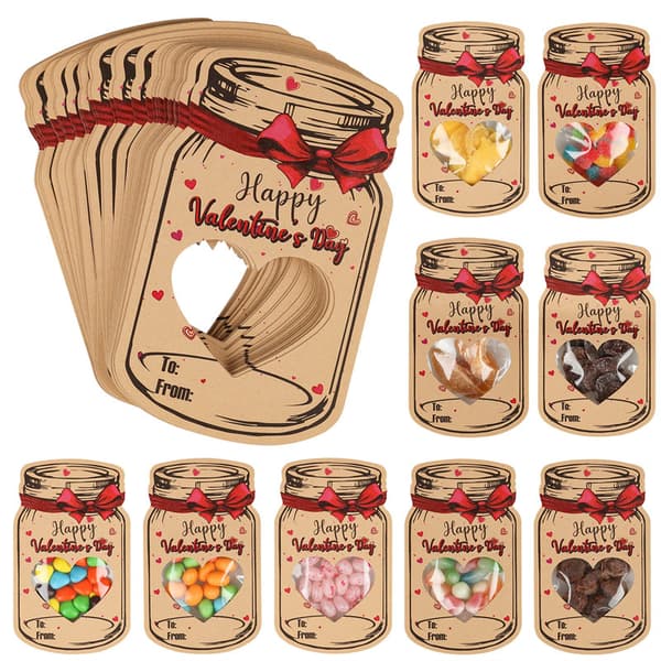 Alla hjärtans dag-kort i storpack - 24-pack gratulationskort i kraftpapper - Klassrumsbytespresent för barnkalas 24pcs 24pcs