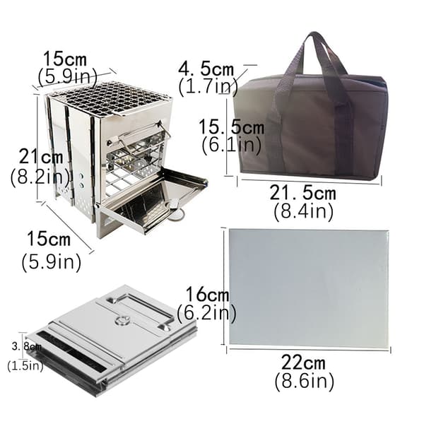 Vikbar Campingkamin, Bärbar Utomhus BBQ-Kamin för Utomhusaktiviteter Silver Silver