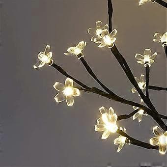 Kirsebærblomst bonsai træ, 48 LED-lys, metalbase, varm hvid.