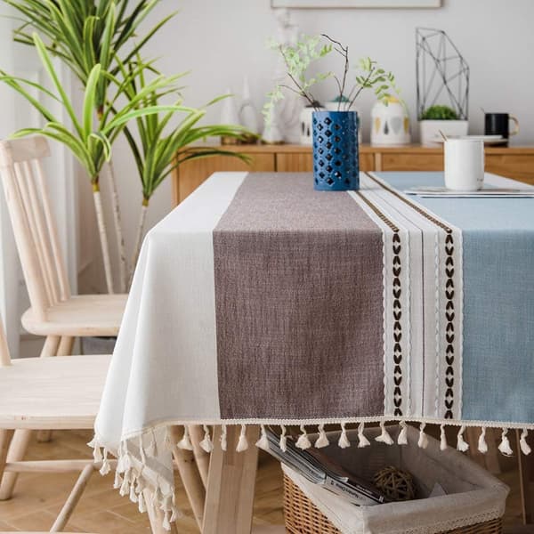 Country Chic Duk Lin Bomullsduk 140x180 cm Rektangulær Duk for Kjøkkenbordsdekorasjon