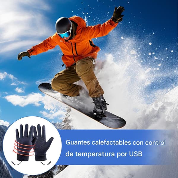 Uppvärmda skidhandskar, USB, 3 touch-temperatur marinblå - marineblau