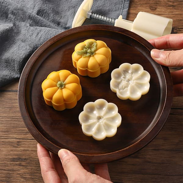 Søte græskarforme Moon Cake Form Mid-Autumn Festival Mooncake Makers Cookie Stempler Håndtryk Mooncake Bageværktøj
