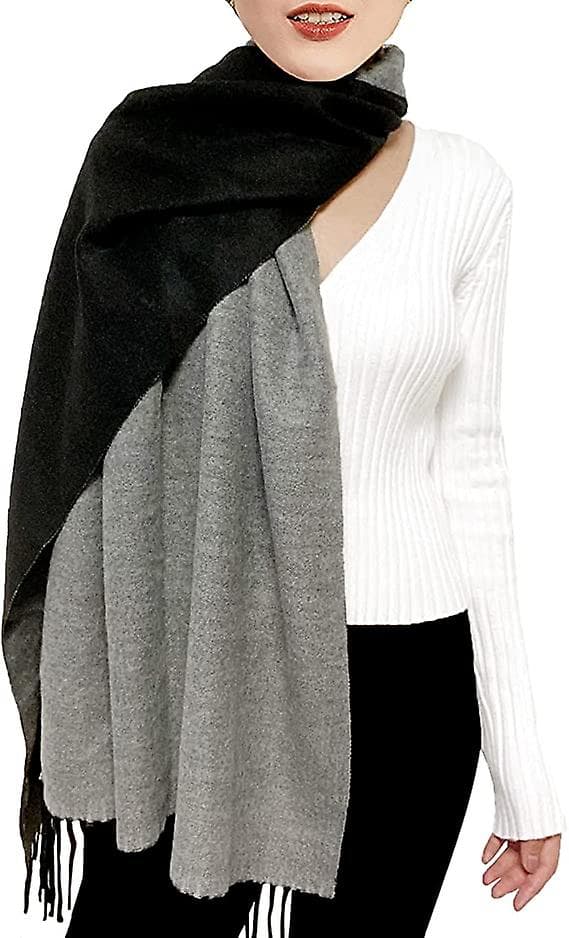 Nior+grå) Dame Kasjmirskjerf Vinter Vendbar Pashmina Lang Stor Tykk Varme Skjerf Med Dusk For Bryllupsgave